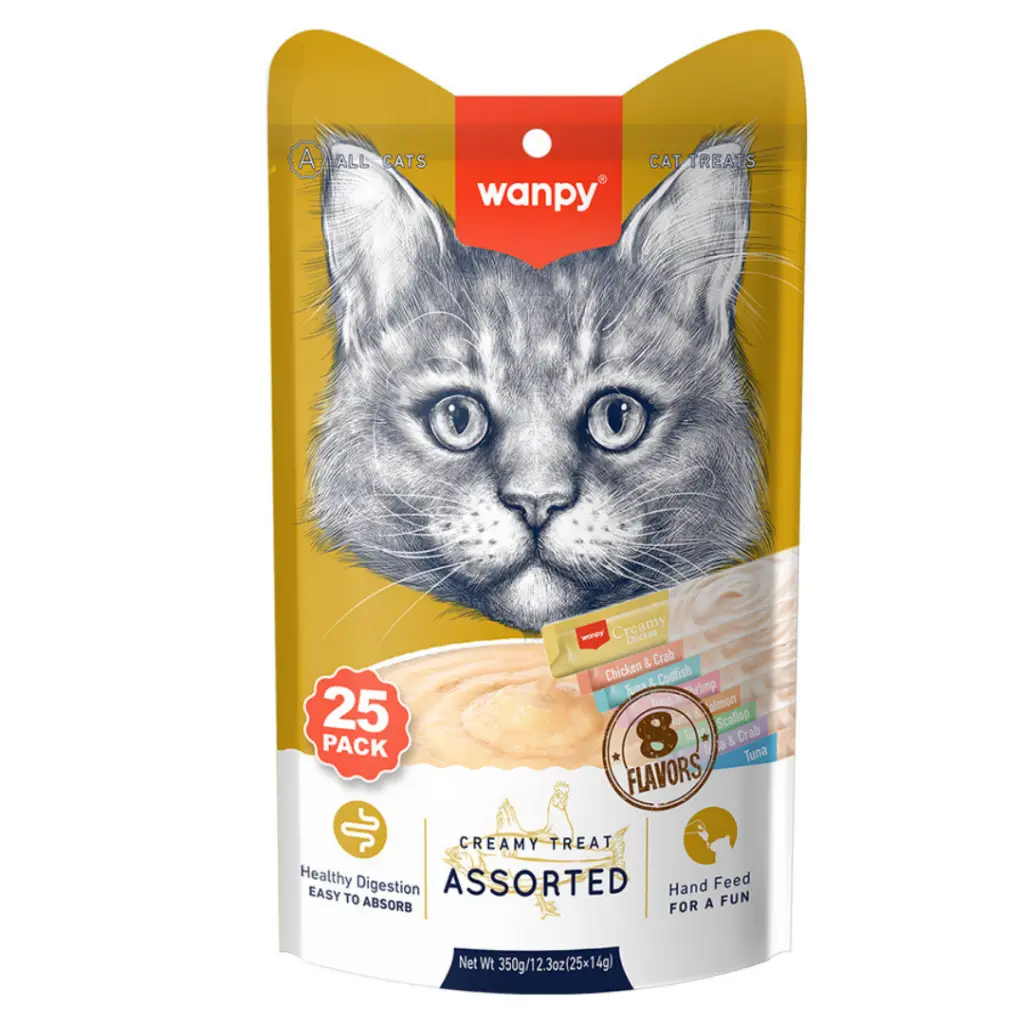 Wanpy Creamy Treat Karışık 8 Lezzetli Sıvı Kedi Ödül Maması 25x14 Gr